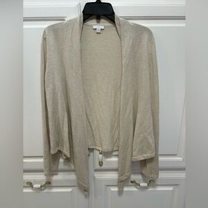 J. Jill Linen Cotton Blend Oatmeal Cream Beige Open Cardigan Women’s Size Small